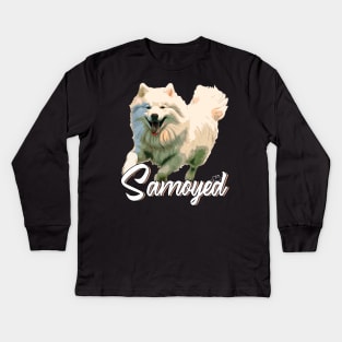 Furry Friends Fiesta Samoyed Dreams, Stylish Tee Extravaganza for Dog Lovers Kids Long Sleeve T-Shirt